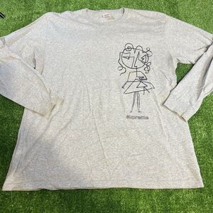 Mens Supreme Sketch Girl Long Sleeve T-Shirt Mens Size XL Heather Gray Used